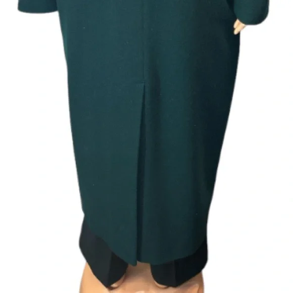 Vintage Wool Coat Long Green Notched Lapel International Scenelined size 16